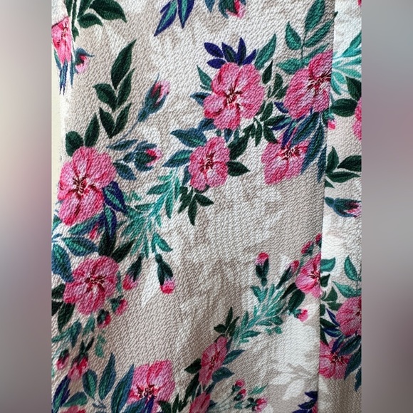 Betsey Johnson Off Shoulder Cream Pink Tropical Floral A Line Midi Dress Size 2 - Picture 13 of 13